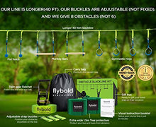 Load image into Gallery viewer, Ninja Warrior Obstacle Course for Kids Slackline kit with 8 Adjustable Obstacles Twin Gear Ratchet for Extra Safety Great Slack line Training Equipment of Length 40
