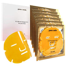 Load image into Gallery viewer, 24k Gold Face Mask (6-Pc) - Vegan Gold Facial Mask - Boosting Collagen Facial Mask - Oro Gold Mask - Energizing Gold Mask For Face by grace and stella

