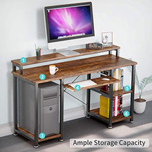 Load image into Gallery viewer, NOBLEWELL Computer Desk with Monitor Stand Storage Shelves Keyboard Tray，47" Studying Writing Table for Home Office (Rustic Brown)
