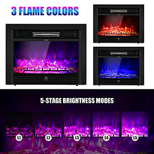 Load image into Gallery viewer, COSTWAY Electric Fireplace 28.5-Inch Wide, 750W/1500W Wall Recessed and Freestanding Fireplace with 3 Flame Colors, 5 Brightness Settings, 8 H Timer, Remote Control, Fireplace Heater for Indoor Use
