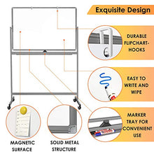 Load image into Gallery viewer, Double Sided Rolling Whiteboard, 48 x 32 inches Large Mobile Whiteboard Magnetic Movable White Board Dry Erase Stand Whiteboard on Wheels Classroom Home Office Marker Board Gray
