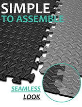 Load image into Gallery viewer, BEAUTYOVO Puzzle Exercise Mat with 12 Tiles Interlocking Foam Gym Mats, 24'' x 24'' EVA Foam Floor Tiles, Protective Flooring Mats Interlocking for Gym Equipment, Black/Gray
