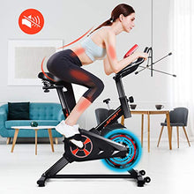 Load image into Gallery viewer, Goplus Adjustable Exercise Bike, Indoor Cycling Stationary Bike with Heart Rate Sensors, LCD Display, Silent belt, 5-Position Adjustable Saddle for Home Cardio Gym Workout (Black)
