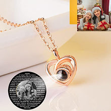 Load image into Gallery viewer, Custom Photo Projective Necklace, The Memory of Love Nanotechnology Necklace 925 Sterling Silver Girls' Pendants Necklace (Rose gold Black and white 14)
