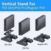 Load image into Gallery viewer, PS4 Stand Cooling Fan Station for Playstation 4/PS4 Slim/PS4 Pro, OIVO PS4 Pro Vertical Stand with Dual Controller EXT Port Charger Dock Station and 12 Game Slots
