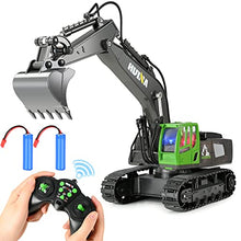 Load image into Gallery viewer, Kidsfaves 11 Channel Multifunction 2.4Ghz Remote Control Excavator Metal Shovel RC Excavator Toy with LED Light Engineering Toys for Boys Girls Kids 3 4 5 6 7 8 9 10 Year
