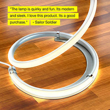 Load image into Gallery viewer, Brightech Allure - 32” Bright LED Spiral Lamp Gets Compliments - Modern Curved Pole Light for Bedrooms &amp; Living Rooms - Floor Standing/End Table Lamp with Built In Dimmer Switch - Platinum
