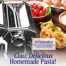 Load image into Gallery viewer, Nuvantee Pasta Maker Machine,Manual Hand Press,Adjustable Thickness Settings,Noodles Maker with Washable Aluminum Alloy Rollers and Cutter, Perfect for Spaghetti,Fettuccini, Lasagna
