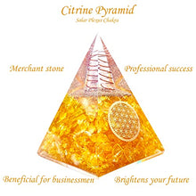 Load image into Gallery viewer, Orgone Pyramid | Citrine Orgonite Pyramid for Wisdom, Wealth &amp; Success | Healing Crystal Gemstone Pyramid | Orgone Pyramid Crystal - Handmade In India
