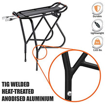 Load image into Gallery viewer, Ibera Bike Rack – Bicycle Touring Carrier with Fender Board, Frame-Mounted for Heavier Top &amp; Side Loads, Height Adjustable for 26"-29" Frames
