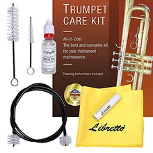 Load image into Gallery viewer, Libretto Trumpet (Cornet) ALL-INCLUSIVE Care Kit w/Instructions: Valve Oil+Slide Grease+Cleaning Cloth+Mouthpiece/Valve/Bore Brushes, Giftable Handy Case, Time to Clean &amp; Extend Life of your Trumpet!
