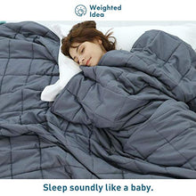 Load image into Gallery viewer, Weighted Idea Cool Weighted Blanket Twin Size 15 lbs Adults (48''x78'', 100% Natural Cotton, Grey)
