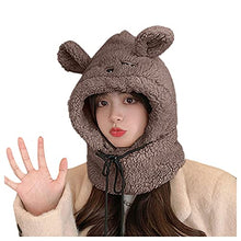 Load image into Gallery viewer, BCDlily Womens Beanie Hat Neck Warmer Cute Cold Weather Winter Ski Hat Ear Warmer Windproof Fleece Cap (Coffee)
