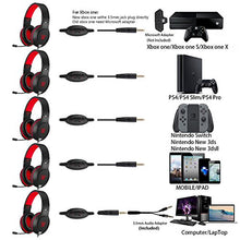 Load image into Gallery viewer, Gaming Headset for Xbox One, PS4,Nintendo Switch Bass Surround and Noise Cancelling with Flexible Mic, 3.5mm Wired Adjustable Over-Ear Headphones for Laptop PC iPad Smartphones (Red-Black)
