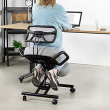 Load image into Gallery viewer, DRAGONN (by VIVO) Ergonomic Kneeling Chair with Back Support, Adjustable Stool for Home and Office with Angled Seat for Better Posture - Thick Comfortable Cushions, Gray (DN-CH-K02G)
