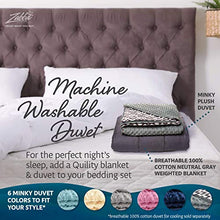 Load image into Gallery viewer, Quility Premium Adult Weighted Blanket &amp; Removable Cover - 20 lbs - 60"x80" - for Individual Between 190-240 lbs - Full Size Bed - Premium Glass Beads - Cotton/Minky - Grey/Navy Blue Color
