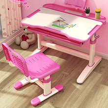 Load image into Gallery viewer, Binory Kids Desk and Chair Set Children Study Table Height Adjustable Kids Desk Ergonomic Design School Students Writing Desk with Tilt Desktop Storage Drawer Bookstand for Boys&amp;Girls(Pink,27.6"x20")
