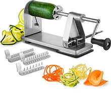 Load image into Gallery viewer, MITBAK Stainless Steel Spiralizer Vegetable Slicer | Industrial-Grade 3-Blade Zoodle Maker | Zucchini spaghetti maker | Great For Salad, Low Carb, Paleo, Vegan, Spaghetti | Suction Base For Non Slip
