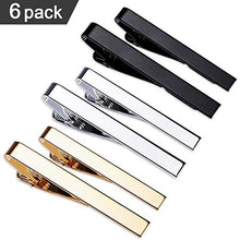 Load image into Gallery viewer, Classic Style Men's Tie Clips, Viaky Neck Ties Necktie Bar Pinch Clip with Gold Silver Black 3 Tone, Best Gifts for Your Father, Lover and Friends in Xmas, Anniversary, Wedding, Party, Meeting

