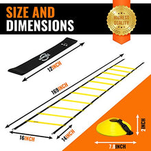Load image into Gallery viewer, Invincible Fitness Agility Ladder Training Equipment Set, Improves Coordination, Speed, Power and Strength, Includes 10 Cones, 4 Hooks and 3 Loop Resistance Bands for Outdoor Workout
