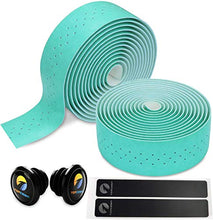 Load image into Gallery viewer, TOPCABIN Camouflage Series Comfort Gel Road Bike Handlebar Tape Bike Bar Tape with Reflective Bar Plugs (Bianchi Green(PU a Pair))
