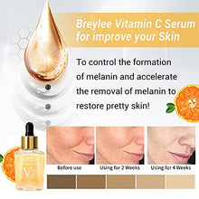 Load image into Gallery viewer, Vitamin C Serum for Face, BREYLEE Moisturizing Serum Hydrating &amp; Brightening Serum for Dark Spots Hyaluronic Acid Fine Lines and Wrinkles 1.41fl oz
