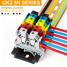 Load image into Gallery viewer, Erayco UK2.5N-B DIN Rail Terminal Block, Screw Clamp, 600V 20A 24-12AWG, Pack of 100 (Black)

