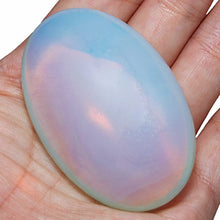 Load image into Gallery viewer, rockcloud Oval Worry Stones,Palm Pocket Energy Stone,Healing Crystal with Velvet Bag,Opalite
