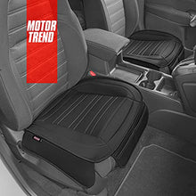 Load image into Gallery viewer, Motor Trend Black Faux Leather Car Seat Covers for Front Seats, 2-Pack – Padded Car Seat Cushions with Storage Pockets, Premium Interior Covers for Auto Truck Van SUV
