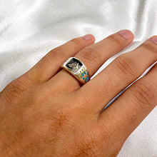 Load image into Gallery viewer, Southwestern Style Natural Turquoise Gemstone Sterling Silver Wolf Paw &amp; Claw Ring Size 11

