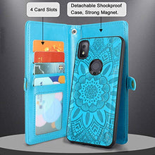 Load image into Gallery viewer, Harryshell Detachable Magnetic 12 Card Slots Wallet Case PU Leather Flip Protective Cover Wrist Strap for T-Mobile Revvl 4 (Not fit REVVL 4+ Plus/REVVL 5G)(Flower Blue)
