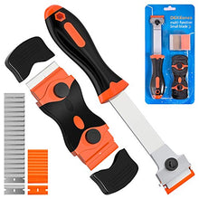 Load image into Gallery viewer, Razor Blade Scraper, 2 PCS Razor Scraper Tool for Removing Label, Registration Sticker, Tint, Grease from Windshield, Appliance, Glass (Extra 20 Metal and 10 Plastic Blades)
