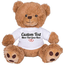 Load image into Gallery viewer, Cute Custom Teddy Bear with Personalized Custom Text: 8 Inch Brown Teddy Bear Valentine's Day Stuffed Animal White Shirt CT
