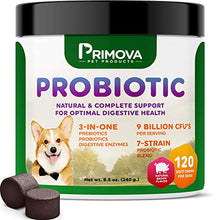 Load image into Gallery viewer, Primova Probiotics for Dogs - Natural Digestive Enzymes for Dogs - 9 Billion CFU Canine Probiotics &amp; Prebiotics for Digestion, Immunity, Bad Breath - Relieves Diarrhea, Gas, Constipation - 120 Chews
