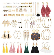Load image into Gallery viewer, Hanpabum 54 Pairs Fashion Tassel Earrings Set Bohemian Acrylic Hoop Stud Drop Dangle Earrings for Birthday/Party/Christmas/Friendship Gifts
