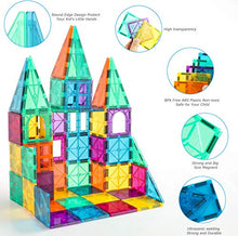Load image into Gallery viewer, Neoformers Magnetic Building Tiles, 110 Pcs 3D Magnetic Building Blocks Set for Kids, STEM Educational Preschool Magnet Toys for Toddlers Boys Girls 3 4 5 6 7 8 Year Old with 2 Cars
