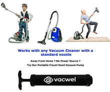 Load image into Gallery viewer, Vacwel Vacuum Storage Bags for Clothes. Space Saver Bags 28" x 20" for Small to Medium Size Garments with Advanced Airtight Ziplock Sealing. Free Handpump for Travel (8 Bags Pack)
