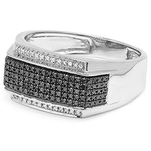 Load image into Gallery viewer, Dazzlingrock Collection 0.42 Carat (ctw) Platinum Plated Sterling Silver Black &amp; White Diamond Men's Hip Hop Ring, Size 8

