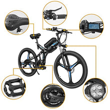 Load image into Gallery viewer, 26 Inch Electric Folding Mountain Bike,350W Professional 21 Speed Gears 3 Cycling Mode Folding Electric Ebike with Removable 36V 10AH Lithium Battery Commuter Bikes (Blue)
