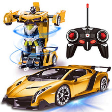 Load image into Gallery viewer, AMENON Remote Control Transform Car Robot Toy with Lights Deformation RC Car 2.4Ghz 1:18 Rechargeable 360°Rotating Stunt Race Car Toys for Kids Boys Girls Age 8 9 10 11 Year Old Easter Toy Gifts
