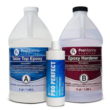 Load image into Gallery viewer, Pro Marine Supplies Clear Table Top Epoxy Resin (1 Gallon Kit) Bundle With Pro Perfect | UV Resistant and Self-leveling Resin | Resin Polishing Compound | For River Tables, Woodworking, Jewelry &amp; More
