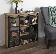 Load image into Gallery viewer, Kate and Laurel Barnhardt Decorative Wooden Wall Cabinet with Two Sliding Glass Doors, 30" x 28", Rustic Brown, Barndoor Modern Farmhouse Storage
