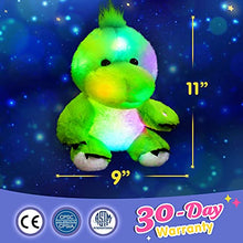 Load image into Gallery viewer, Bstaofy 11'' Light Up Dinosaur Stuffed Animal Glow Green T-Rex LED Plush Toy Soft Adorable Glow in The Dark Gift for Kids Toddlers on Birthday Christmas Holiday
