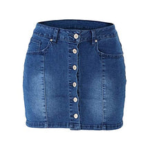 Load image into Gallery viewer, Tulucky Women's Button Down Front Denim Short Skirt with Side Pocket(Blue,XL)
