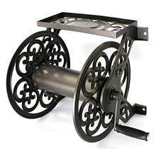 Load image into Gallery viewer, Liberty Garden Products 708 Steel Decorative Wall Mount Garden Hose Reel, Holds 125-Feet of 5/8-Inch Hose - Bronze
