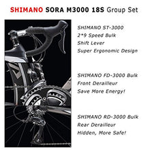 Load image into Gallery viewer, SAVADECK Carbon Road Bike, Warwinds3.0 700C Carbon Fiber Racing Bicycle with SORA 18 Speed Derailleur System and Double V Brake (Grey, 54cm)
