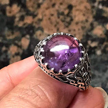 Load image into Gallery viewer, Natural Cabochan Amethyst 925 Solid Sterling Silver Men's Ring Size 9, 9.75, 10, 11, 11.75, 12, 13
