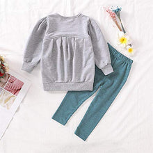 Load image into Gallery viewer, Ritatte Toddler Girls Clothes Winter Warm Long Sleeve Tops Long Pants suit Kids Soft cotton 2Pcs Set(Gray, 100(3T))
