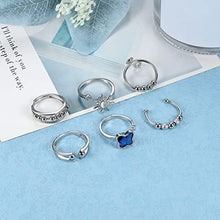 Load image into Gallery viewer, Thunaraz 6 Pcs Silver Fidget Rings for Anxiety Adjustable Butterfly Sun Spinner Rings for Women Rotatable Fidget Bead Ring for Stress Relieving with Box
