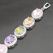 Load image into Gallery viewer, Oval Ladies Tennis Bracelet Garnet White Topaz Amethyst Citrine Peridot Pink Topza 7 inch (Multi Genstones)
